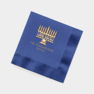 Hanukkah Chanukah Brandende Menora #2 Familienaam Folie Servetten