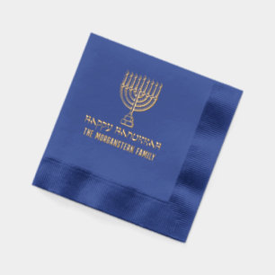 Hanukkah Chanukah Brandende Menora #31L Familienaa Folie Servetten