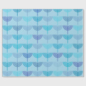 Hanukkah Chanukah Chanukkiah Menorah Pattern Blue Cadeaupapier (Vlak)
