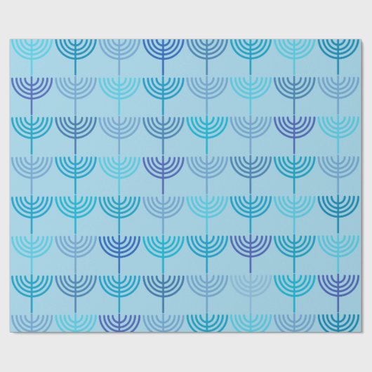 Hanukkah Chanukah Chanukkiah Menorah Pattern Blue Cadeaupapier (Vlak)