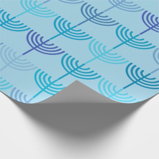 Hanukkah Chanukah Chanukkiah Menorah Pattern Blue Cadeaupapier (Hoek)