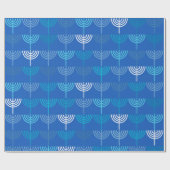 Hanukkah Chanukah Chanukkiah Menorah Pattern Blue Cadeaupapier (Vlak)