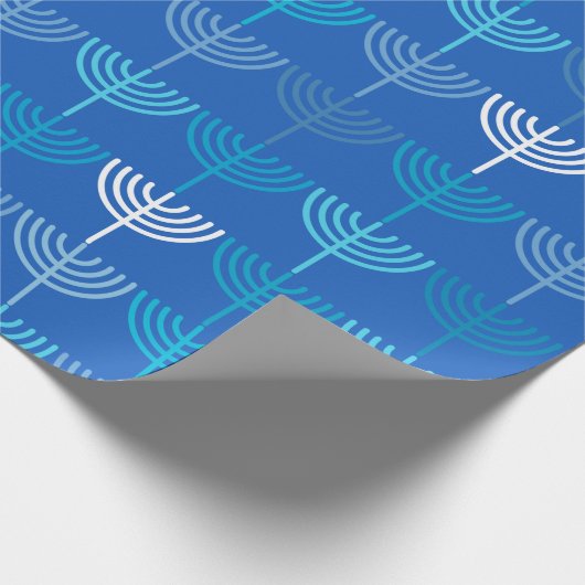 Hanukkah Chanukah Chanukkiah Menorah Pattern Blue Cadeaupapier (Hoek)