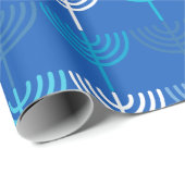 Hanukkah Chanukah Chanukkiah Menorah Pattern Blue Cadeaupapier (Rol Hoek)
