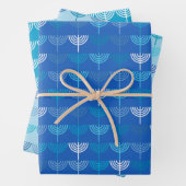 Hanukkah Chanukah Chanukkiah Menorah Pattern Blue Inpakpapier Vel (In situ)