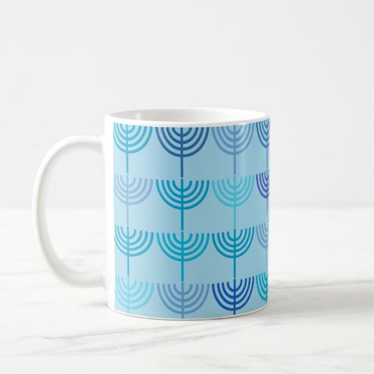 Hanukkah Chanukah Chanukkiah Menorah Pattern Blue Koffiemok (Links)