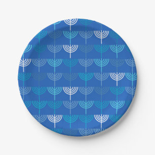 Hanukkah Chanukah Chanukkiah Menorah Pattern Blue Papieren Bordje