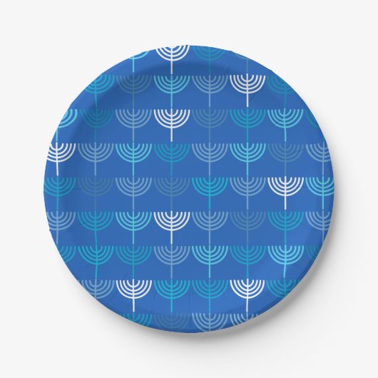 Hanukkah Chanukah Chanukkiah Menorah Pattern Blue Papieren Bordje (Voorkant)
