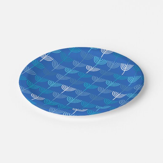 Hanukkah Chanukah Chanukkiah Menorah Pattern Blue Papieren Bordje (Gekanteld)