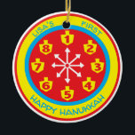 Hanukkah Chanukah COLORFUL 8 CRAZY NIGHTS Ornament<br><div class="desc">Ornament van de rondcirkel "COLORFUL 8 CRAZY NIGHTS". (2 zijdelings) Personaliseer door tekst op voor en rug van het ornament te schrappen. Dan gebruikend uw favoriete doopvontkleur, grootte, en stijl, typ in uw eigen woorden. De achtergrondkleur kan uit worden veranderd door een verschillende kleur van kleurenmonsters te kiezen. De kleuren...</div>