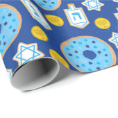 Hanukkah Chanukah Donuts Chocolate Cookies Pattern Cadeaupapier (Rol Hoek)