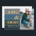 Hanukkah Chanukah Gold Love & Light Photo<br><div class="desc">Onze Hanukkah / Chanukah Gold Love & Light Holiday-kaart is een elegante,  klare manier om uw wensen over te brengen aan vrienden,  familie en klanten! Met ruimte om u aan te passen met jouw naam en Foto. Vragen? ons of e-mail: bestdresssedbread@gmail.com. Happy Chanukah!!</div>