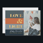 Hanukkah Chanukah Gold Love & Light Photo<br><div class="desc">Onze Chanoeka / Chanoeka Gold Love & Light Holiday kaart is een elegante, stijlvolle manier om uw Chanoeka / Chanoeka wensen te delen met vrienden, familie en klanten! Met ruimte voor u om te personaliseren met jouw naam en foto. Hulp nodig bij dit ontwerp? Wil je andere kleuren of ontwerpvariaties...</div>