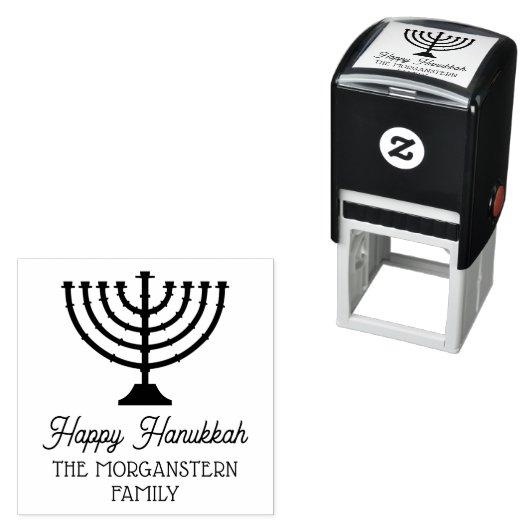 Hanukkah Chanukah Menora  Familienaam Zelfinktende Stempel (In situ)