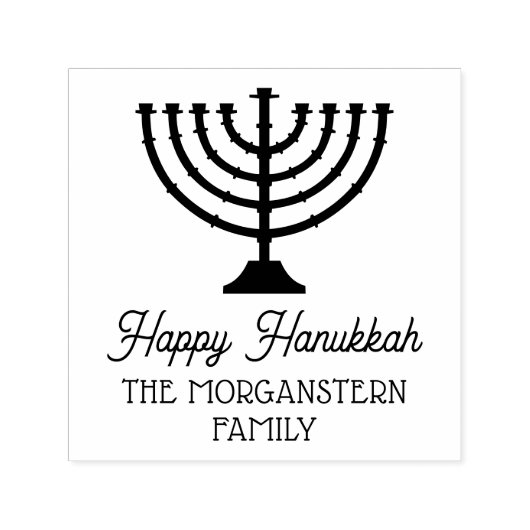 Hanukkah Chanukah Menora  Familienaam Zelfinktende Stempel (Design)