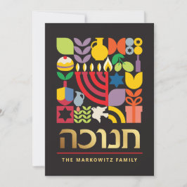 Hanukkah Chanukah Menorah Jewish Stars Dreidel Feestdagenkaart