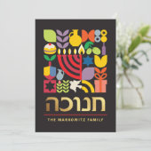 Hanukkah Chanukah Menorah Jewish Stars Dreidel Feestdagenkaart (Staand voorkant)