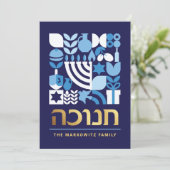 Hanukkah Chanukah Menorah Jewish Stars Dreidel Hol Feestdagenkaart (Staand voorkant)