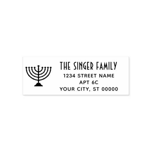 Hanukkah Chanukah Menorah Naam Retouradres Zelfinktende Stempel (Design)