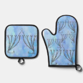 Hanukkah Chanukah Menorah Ovenwant & Pannenlap Set (Voorkant)