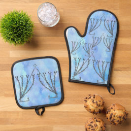 Hanukkah Chanukah Menorah Ovenwant & Pannenlap Set