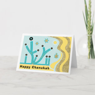 Hanukkah/Chanukah Wenskaart/Envelope Blue/Gold Feestdagen Kaart