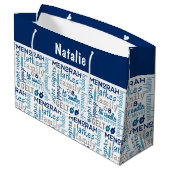 Hanukkah Chanukah Word Art Persoonlijke naam Groot Cadeauzakje (Achterkant Gekanteld)