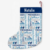 Hanukkah Chanukah Word Art Persoonlijke naam Kleine Kerstsok (Achterkant)