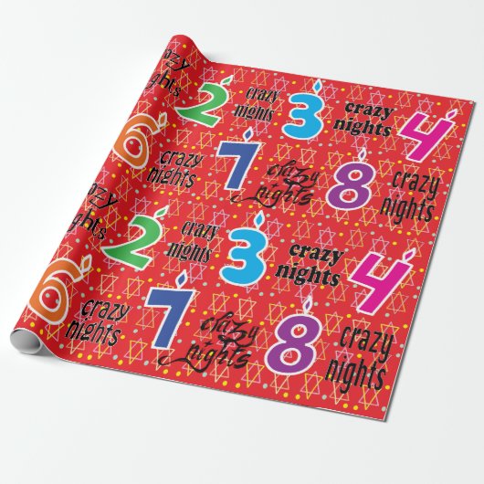 Hanukkah/Chanukah Wrapping Paper "8 Crazy Nights" Cadeaupapier (Uitgerold)