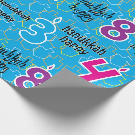 Hanukkah/Chanukah Wrapping Paper "Hanukkah Happy" Cadeaupapier (Hoek)