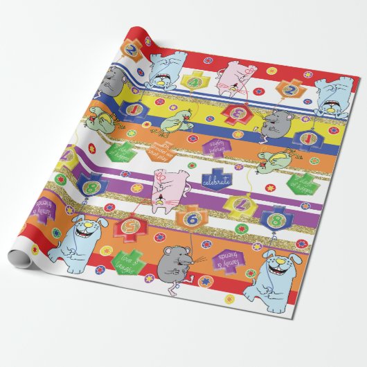Hanukkah/Chanukah Wrapping Paper Mouse en Friends Cadeaupapier (Uitgerold)