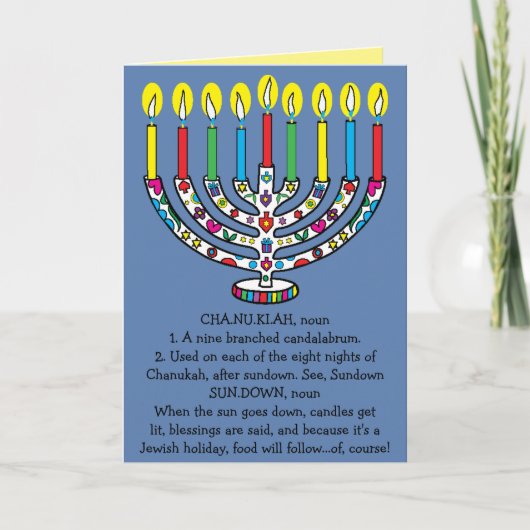 Hanukkah Chanukiah Funny Menorah Feestdagen Kaart (Voorkant)