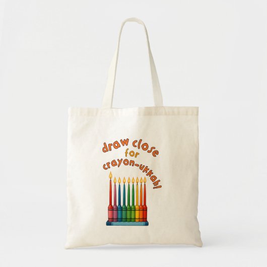 Hanukkah Chanukkah Crayon-ukkah Funny Menorah Gift Tote Bag (Voorkant)