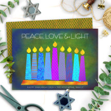 Hanukkah Chic Boho Candles Peace Love Light Green