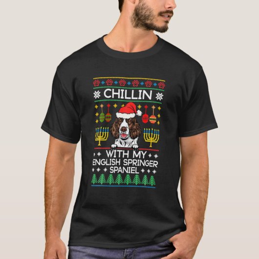 Hanukkah Chillin met mijn Engelse Springer Spaniel T-shirt (Voorkant)