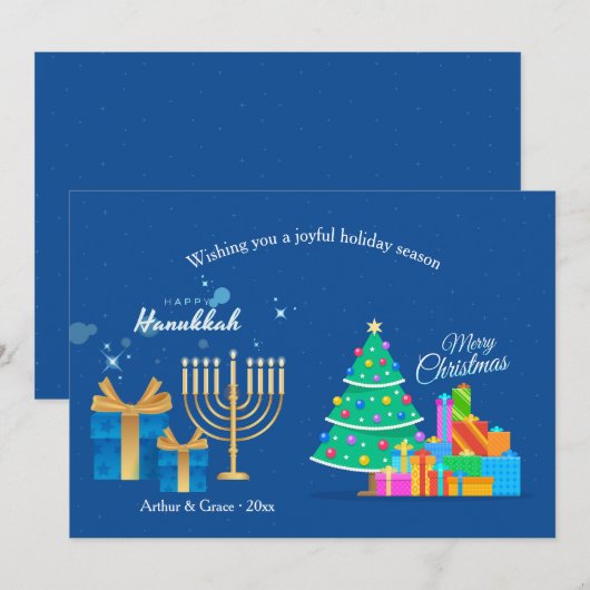 Hanukkah Christmas Wishes Holiday Card Feestdagenkaart (Voorkant / Achterkant)