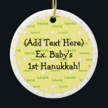 Hanukkah Circle Ornament<br><div class="desc">Hanukkah Circle Ornament. Pas uw favoriete lettertypestijl,  kleur,  grootte en formulering aan.</div>