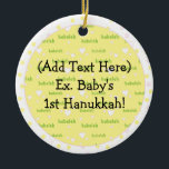 Hanukkah Circle Ornament<br><div class="desc">Hanukkah Circle Ornament. Pas uw favoriete lettertypestijl,  kleur,  grootte en formulering aan.</div>