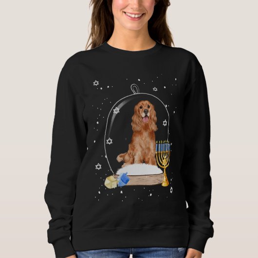 Hanukkah Cocker Spaniel. Dog Snow Globe Pajama Trui (Voorkant)