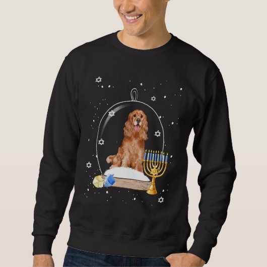 Hanukkah Cocker Spaniel. Dog Snow Globe Pajama Trui (Voorkant)