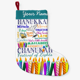 Hanukkah Collage en Rainbow Stars Stocking Kleine Kerstsok
