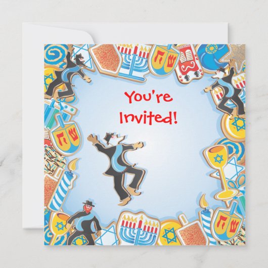 Hanukkah Cookie Party Invitation Kaart (Achterkant)