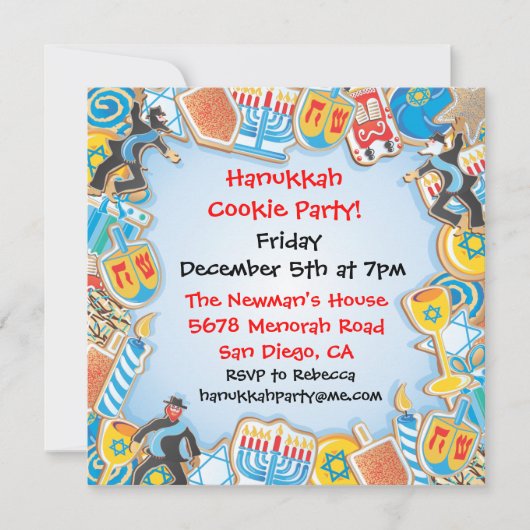 Hanukkah Cookie Party Invitation Kaart (Voorkant)