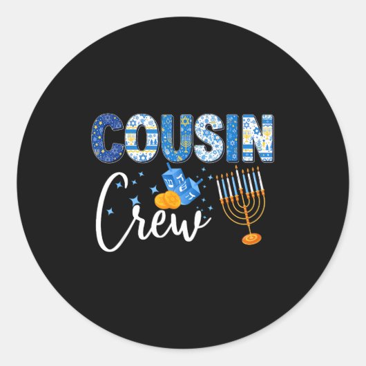 Hanukkah Cousin Crew Matching Family Christmas Paj Ronde Sticker (Voorkant)