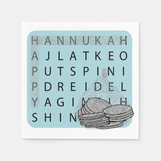 Hanukkah Crossword Puzzle Gelt Servet (Voorkant)