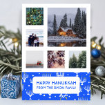 HANUKKAH CUSTOM PHOTO Menorahs Stars Holiday Card<br><div class="desc">Pas deze platte kaart aan door uw eigen tekst en foto's op de voor- of achterzijde toe te voegen. Er is een net voor de foto's die het gemakkelijker maken om het even welke groottefoto's te gebruiken u hebt en hen in een vierkant formaat in een rij opgesloten houden. U...</div>