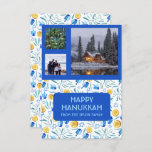 HANUKKAH CUSTOM PHOTOS Driedel Gelt Holiday Card<br><div class="desc">Pas deze platte kaart aan door uw eigen tekst en foto's op de voor- of achterzijde toe te voegen. Er is een net voor de foto's die het gemakkelijker maken om het even welke groottefoto's te gebruiken u hebt en hen in een vierkant formaat in een rij opgesloten houden. U...</div>