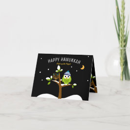 Hanukkah Cute Owl & Menorah Light up the Night Feestdagen Kaart
