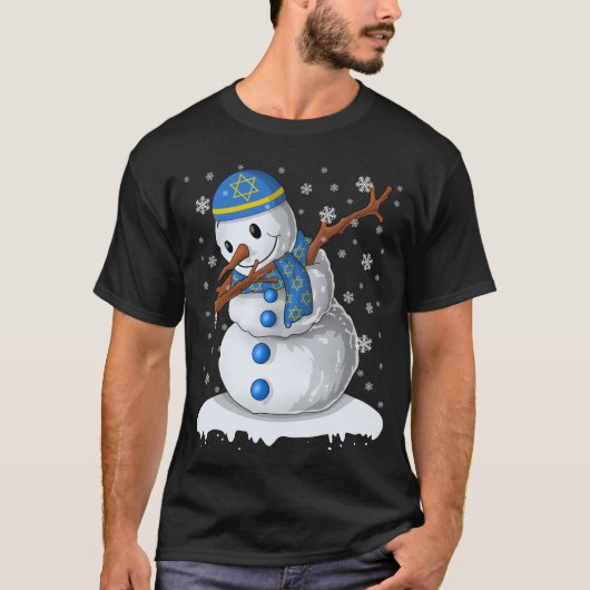 Hanukkah Dabbing Snowman Chanukah Holiday T-shirt (Voorkant)