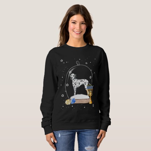 Hanukkah Dalmatian Dog Snow Globe Pajama Trui (Voorkant volledig)